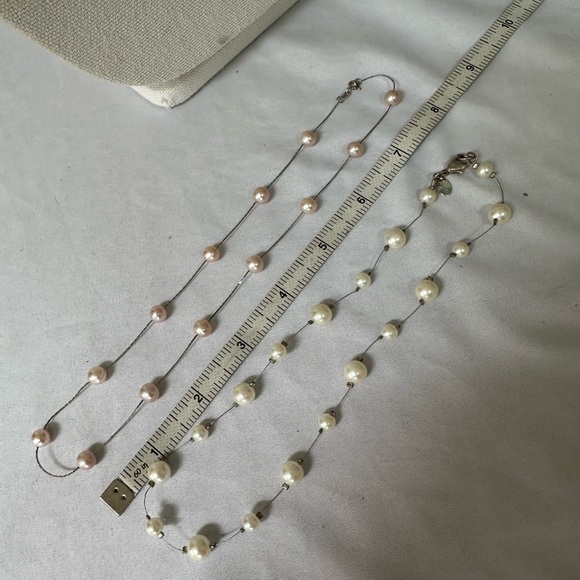 Two pearl bead station style necklaces - Picture 2 of 8
